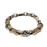 7.5” Pre-owned 9CT Three Tone Star & Bar Bracelet (12.76g)